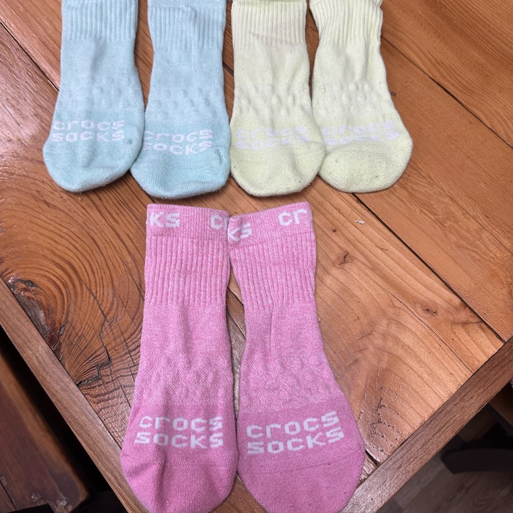 CROCS Pastel Socks Trio - Blue, Green, Pink